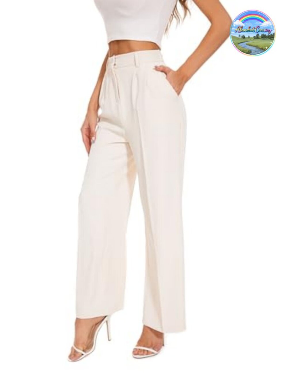 Wide Leg Dress Pants Women High Waisted Pleated Front Work Slacks